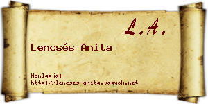Lencsés Anita névjegykártya