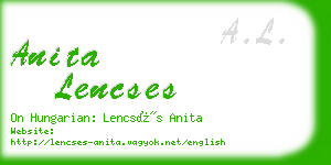 anita lencses business card